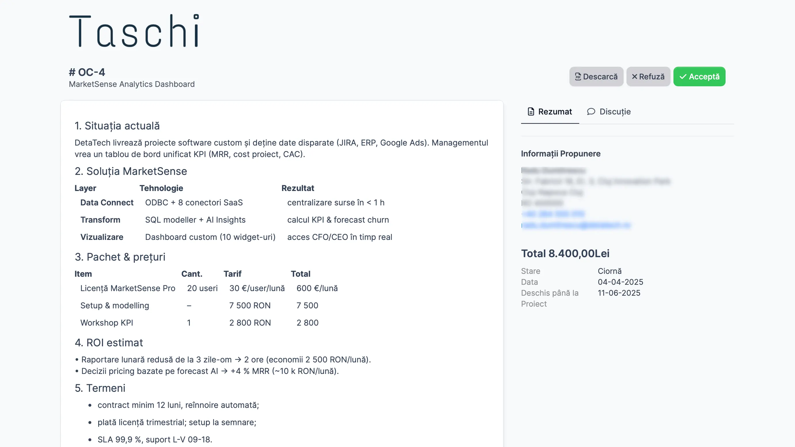 Semnătură digitală ofertă